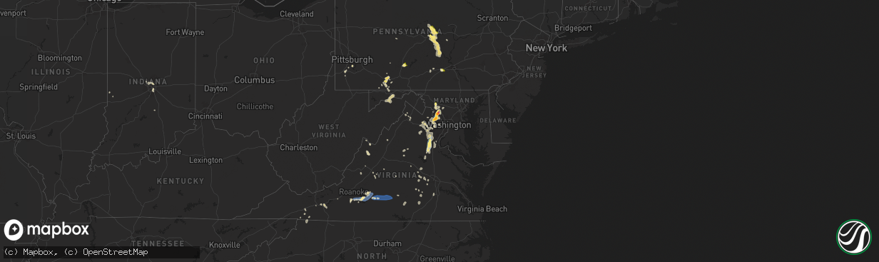 Hail map in Maryland on August 29, 2024