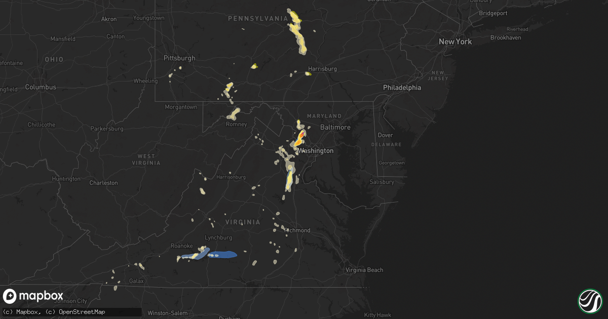 Hail map in Maryland on August 29, 2024