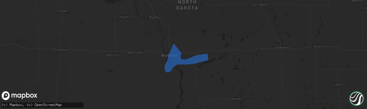 Hail map in Menoken, ND on August 29, 2024