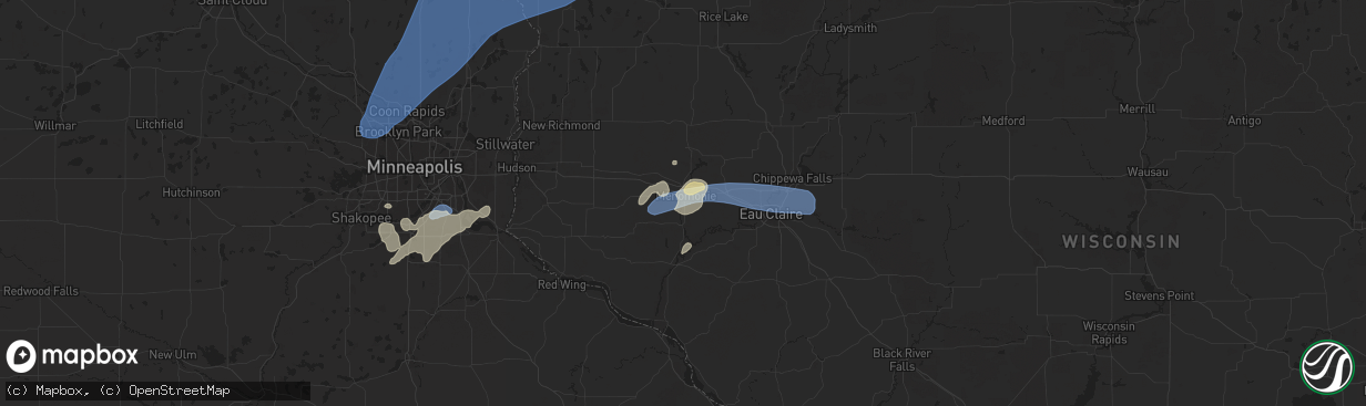 Hail map in Menomonie, WI on August 29, 2024