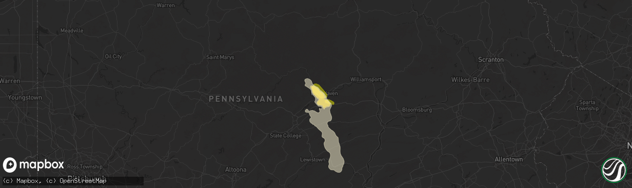 Hail map in Mill Hall, PA on August 29, 2024