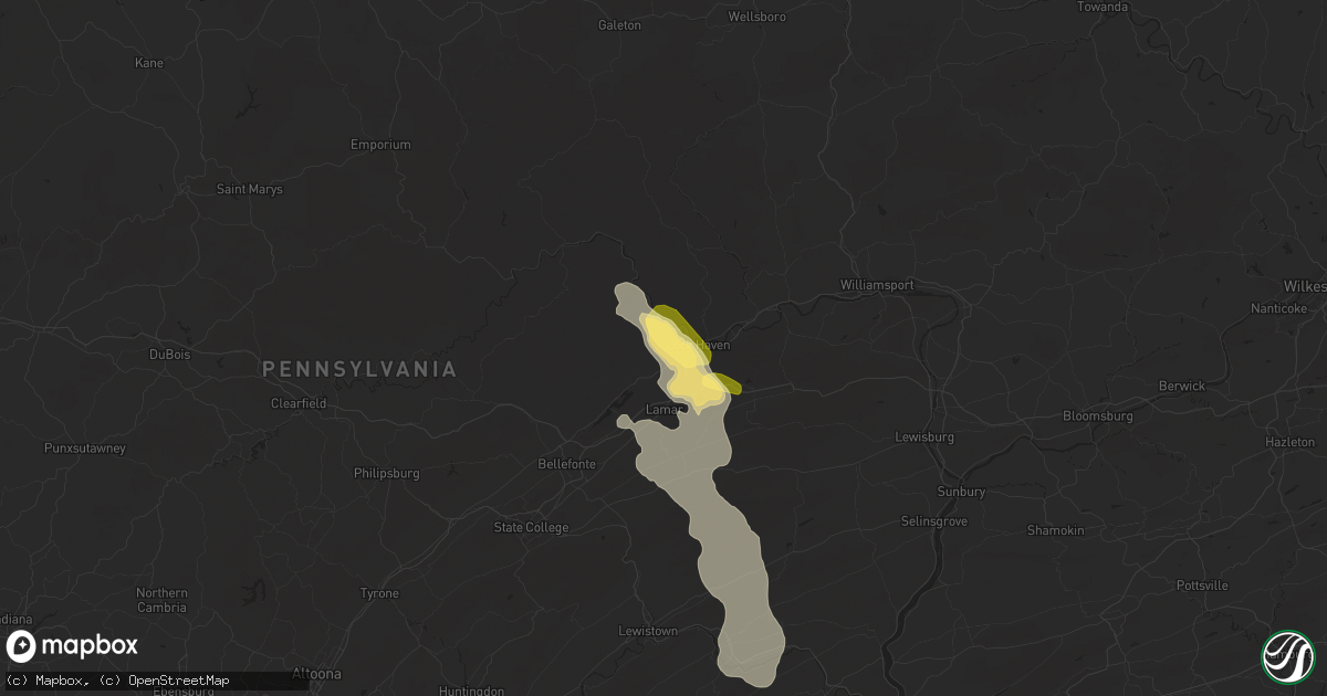 Hail map in Mill Hall, PA on August 29, 2024