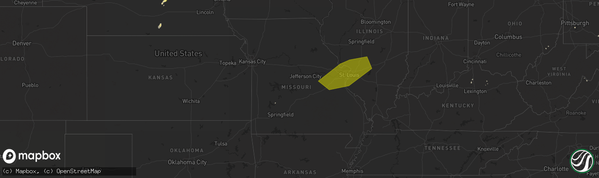 Hail map in Missouri on August 29, 2024