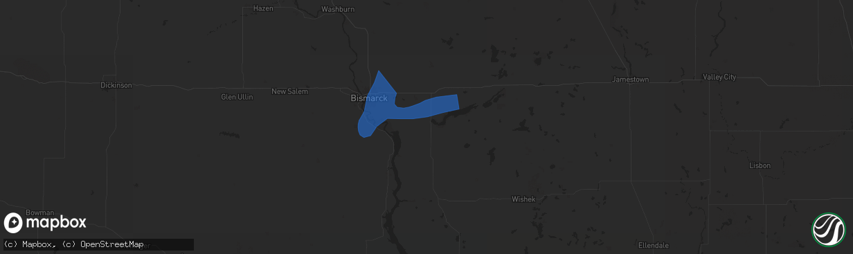 Hail map in Moffit, ND on August 29, 2024