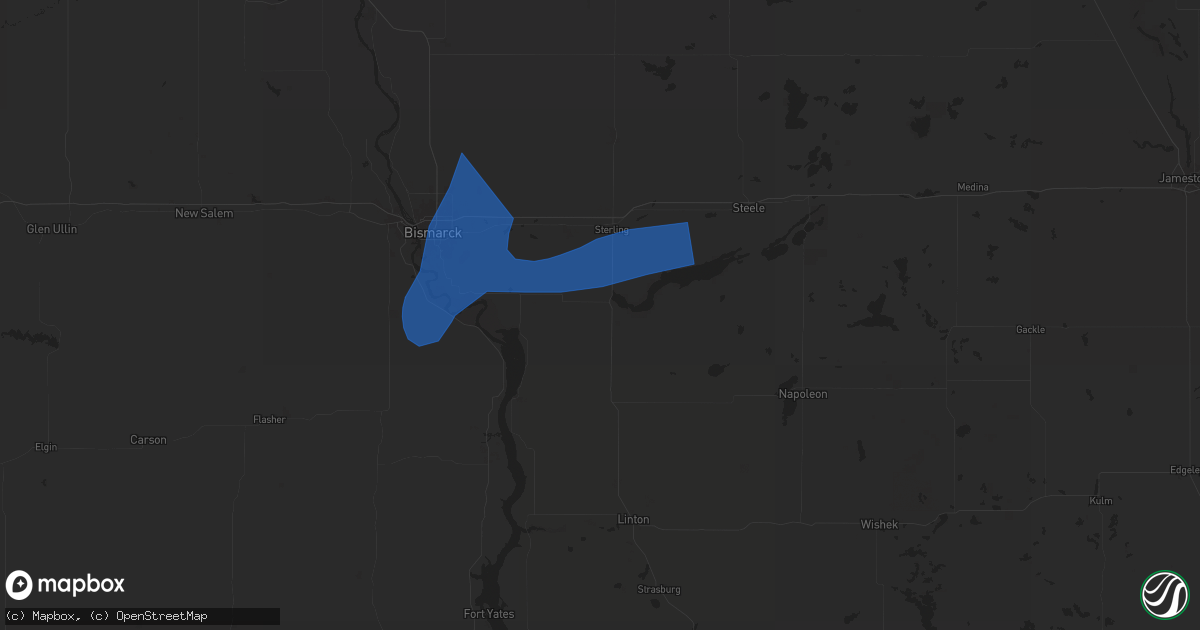 Hail map in Moffit, ND on August 29, 2024