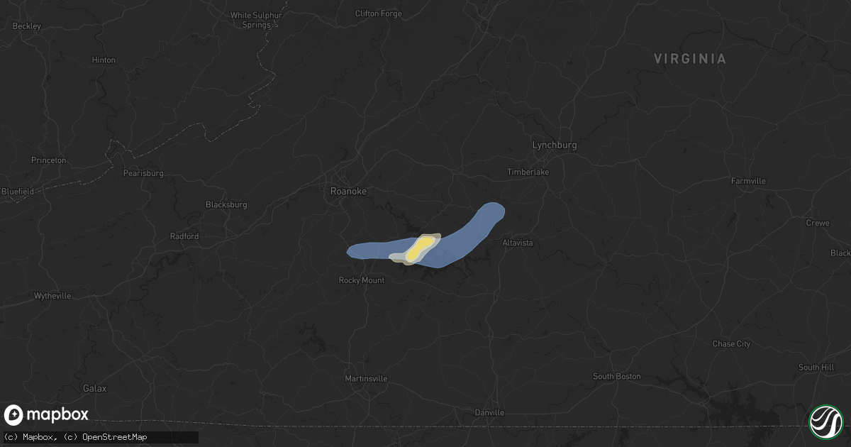 Hail map in Moneta, VA on August 29, 2024