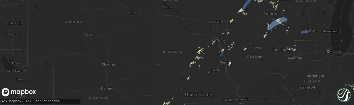 Hail map in Nebraska on August 29, 2024