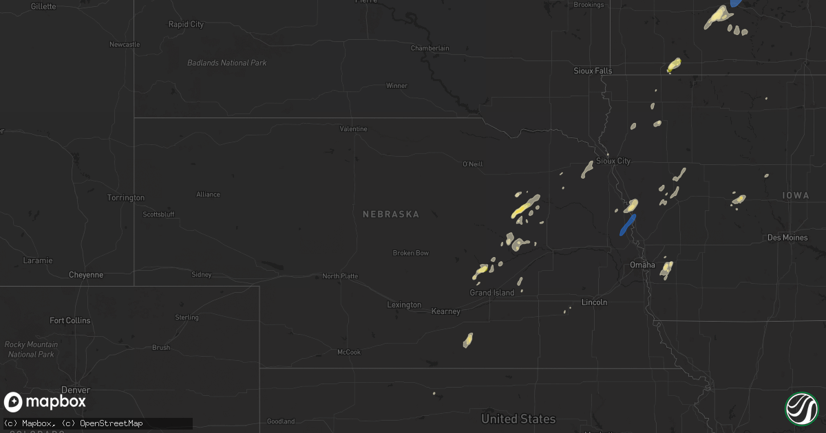 Hail map in Nebraska on August 29, 2024