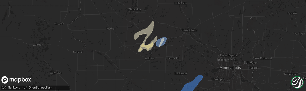 Hail map in New London, MN on August 29, 2024