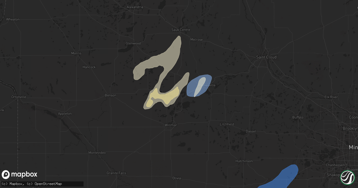Hail map in New London, MN on August 29, 2024