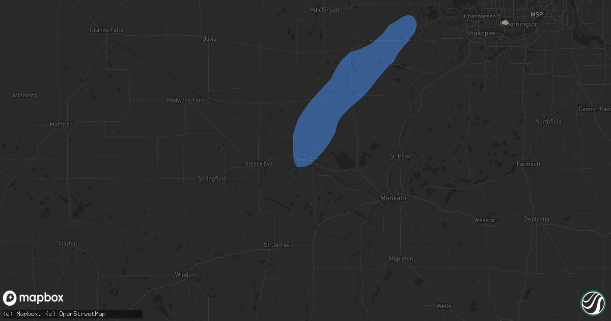 Hail map in New Ulm, MN on August 29, 2024