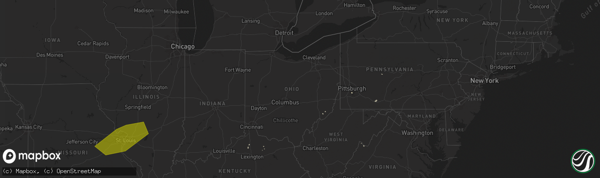 Hail map in Ohio on August 29, 2024