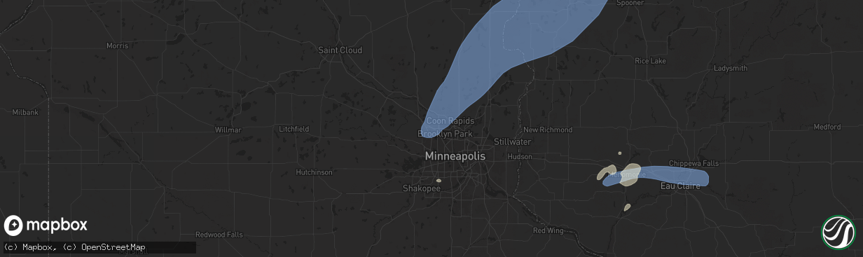 Hail map in Osseo, MN on August 29, 2024