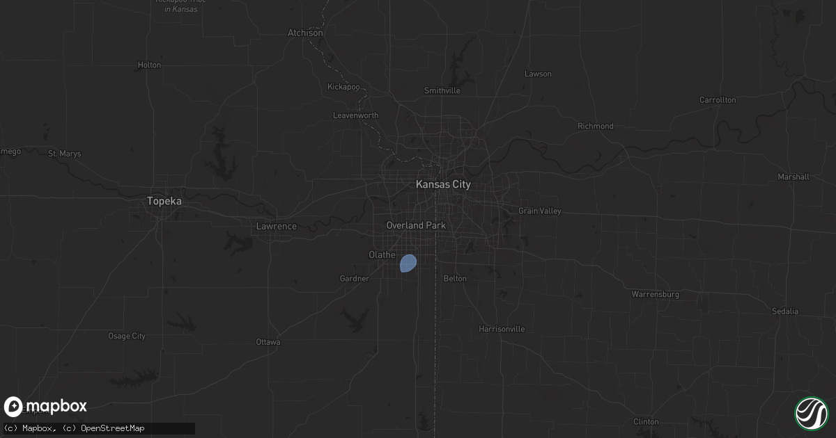 Hail map in Overland Park, KS on August 29, 2024