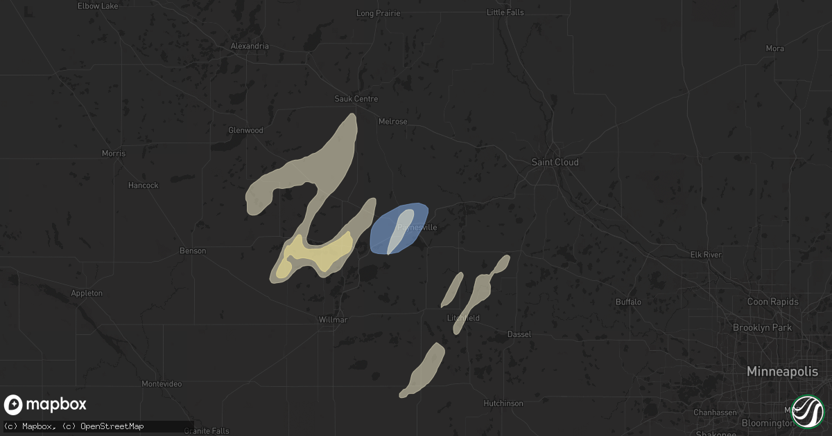 Hail map in Paynesville, MN on August 29, 2024