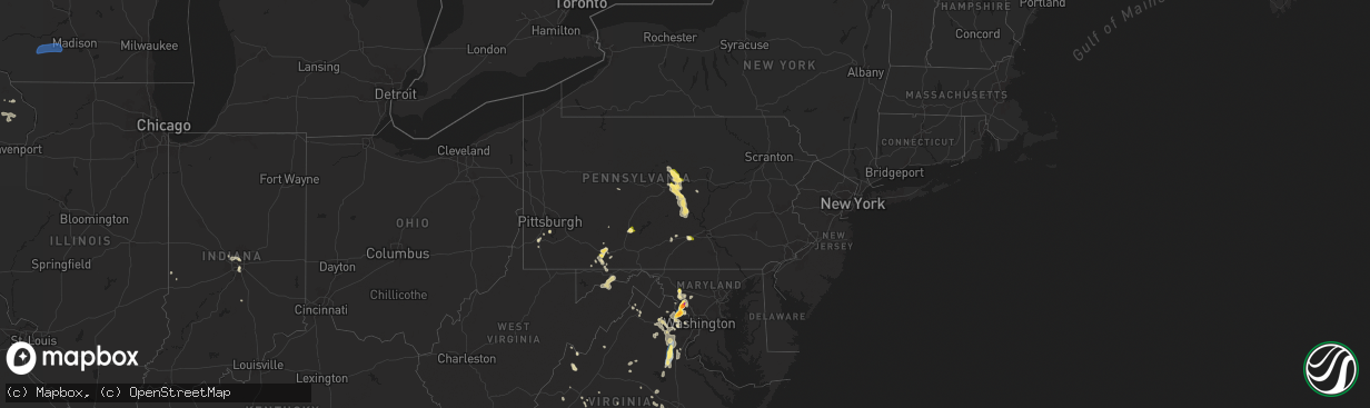 Hail map in Pennsylvania on August 29, 2024