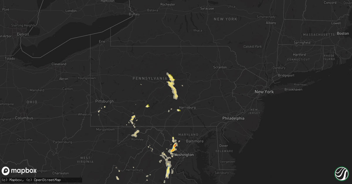 Hail map in Pennsylvania on August 29, 2024