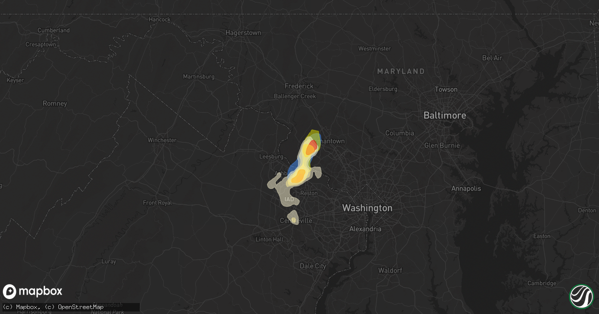 Hail map in Poolesville, MD on August 29, 2024