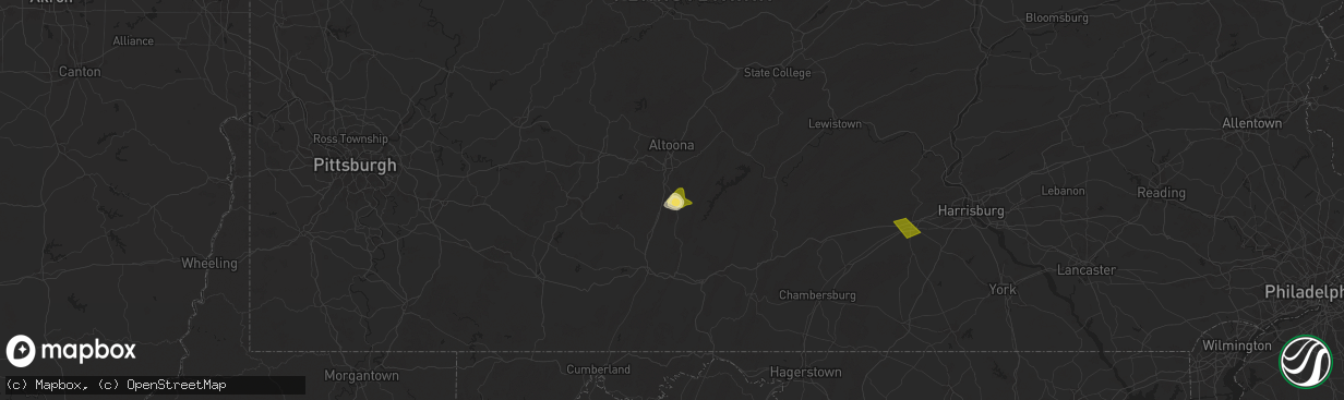 Hail map in Roaring Spring, PA on August 29, 2024