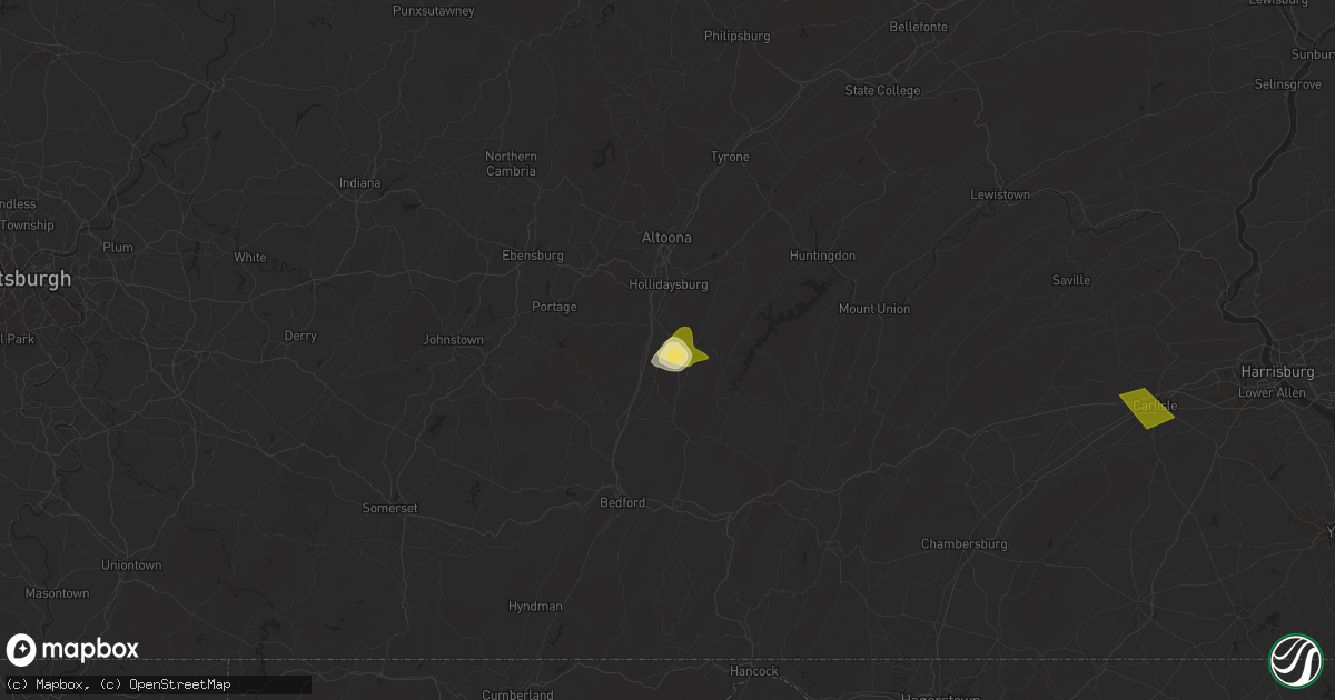 Hail map in Roaring Spring, PA on August 29, 2024