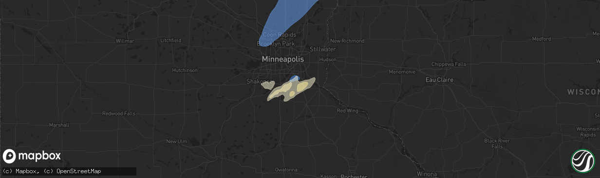 Hail map in Rosemount, MN on August 29, 2024