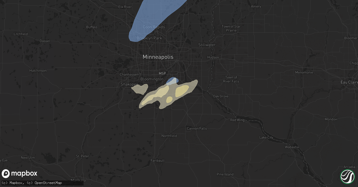 Hail map in Rosemount, MN on August 29, 2024