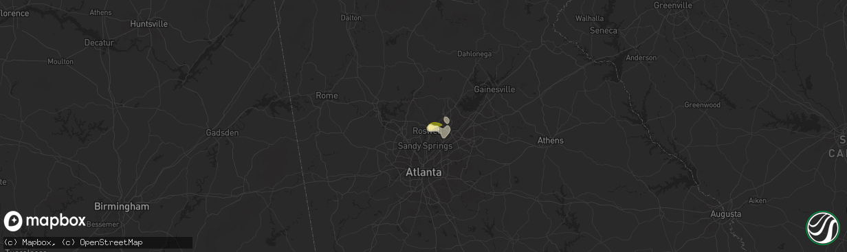 Hail map in Roswell, GA on August 29, 2024