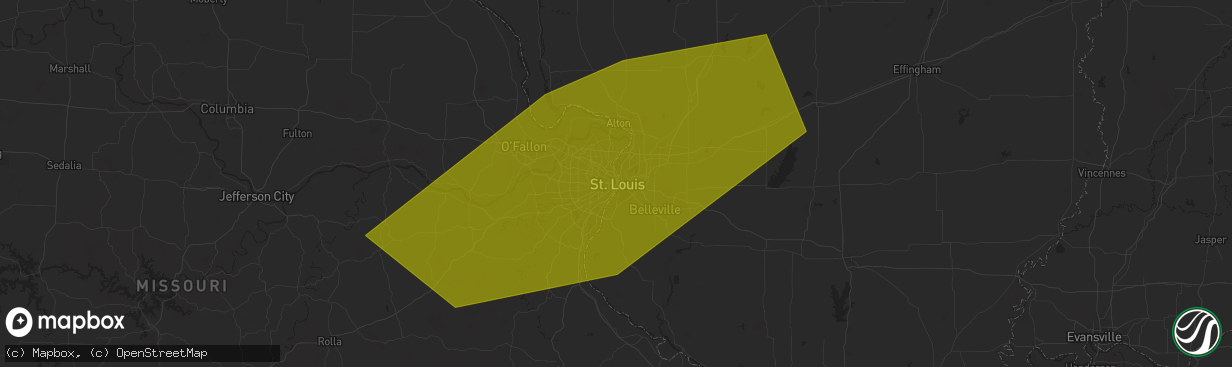 Hail map in Saint Louis, MO on August 29, 2024