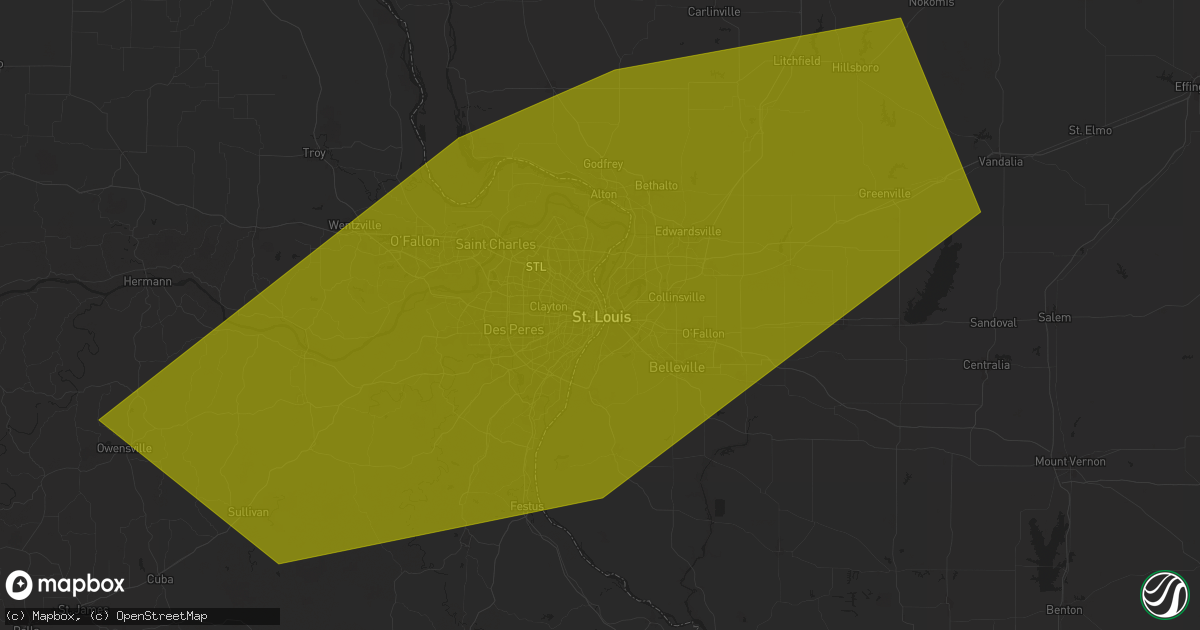 Hail map in Saint Louis, MO on August 29, 2024
