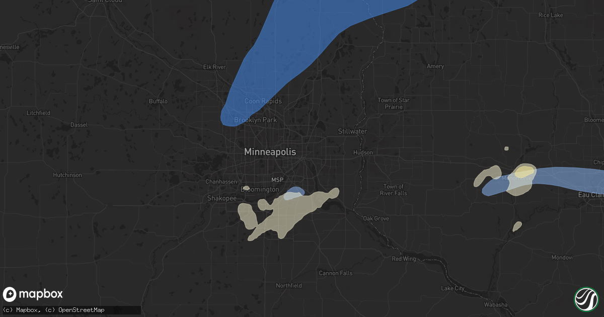 Hail map in Saint Paul, MN on August 29, 2024