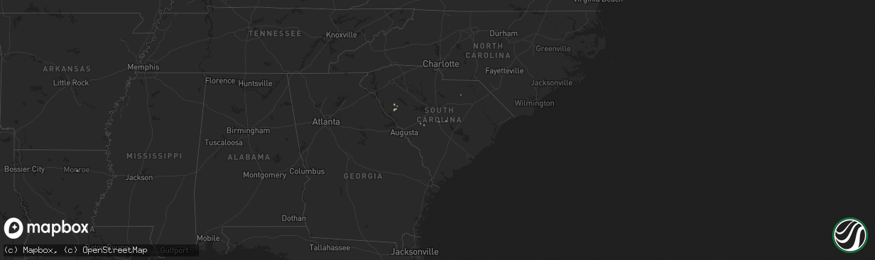 Hail map in South Carolina on August 29, 2024