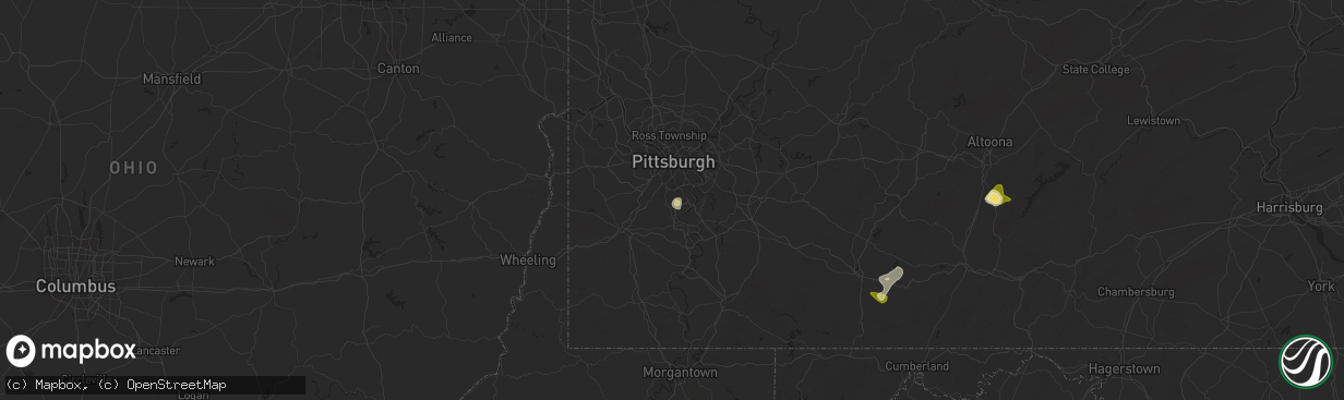 Hail map in South Park, PA on August 29, 2024