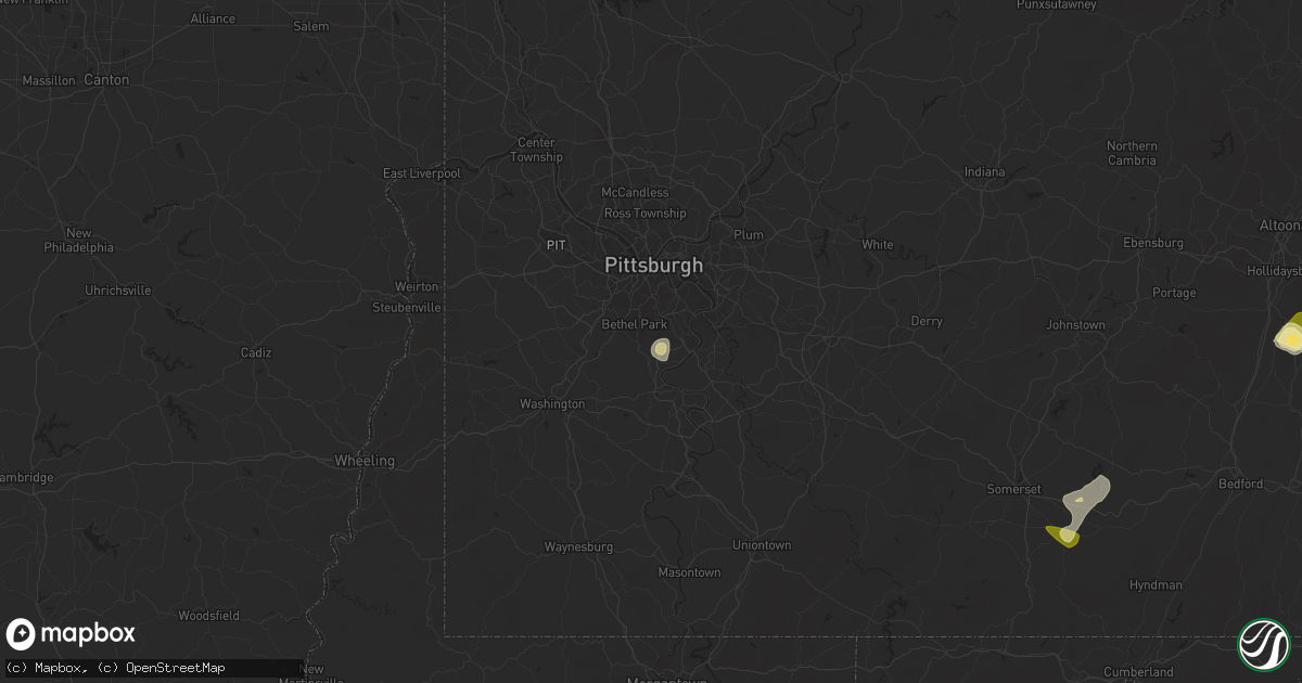 Hail map in South Park, PA on August 29, 2024