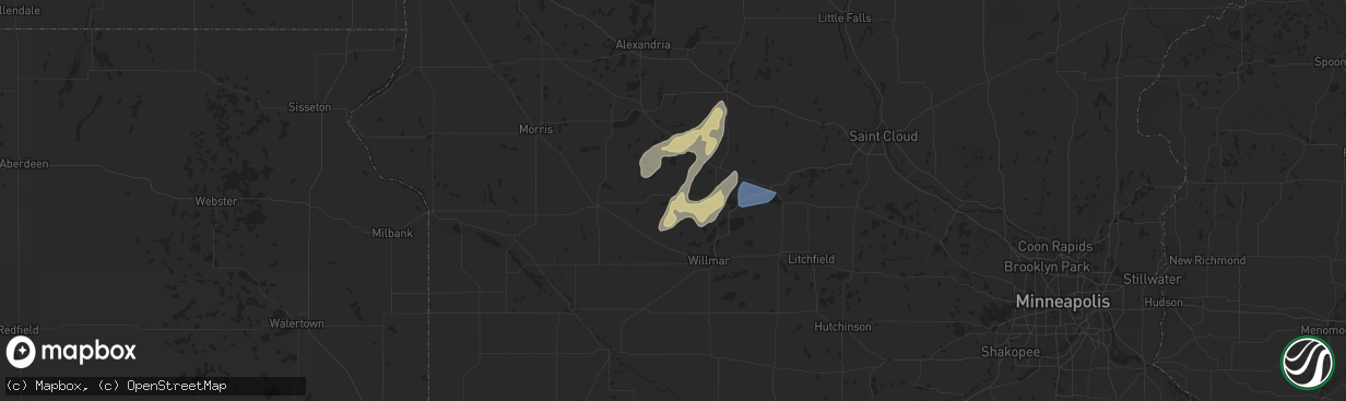 Hail map in Sunburg, MN on August 29, 2024