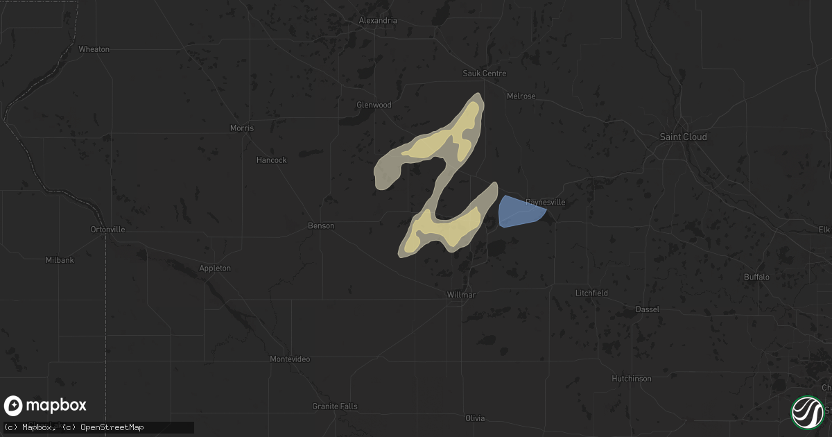 Hail map in Sunburg, MN on August 29, 2024