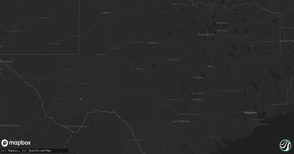 Hail map in Texas on August 29, 2024