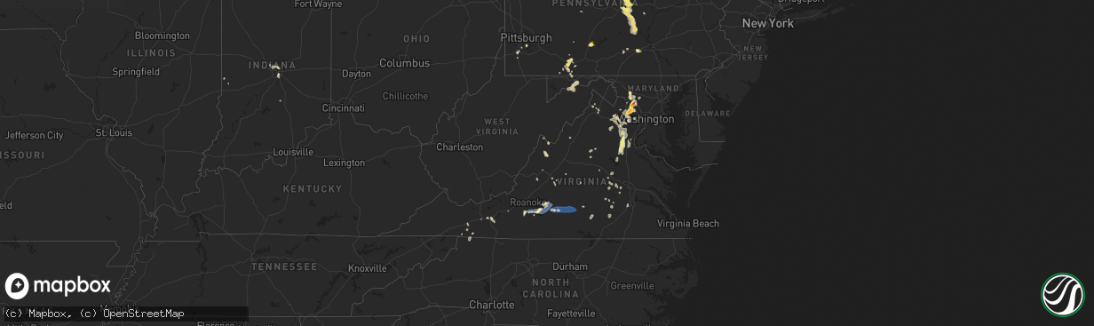 Hail map in Virginia on August 29, 2024