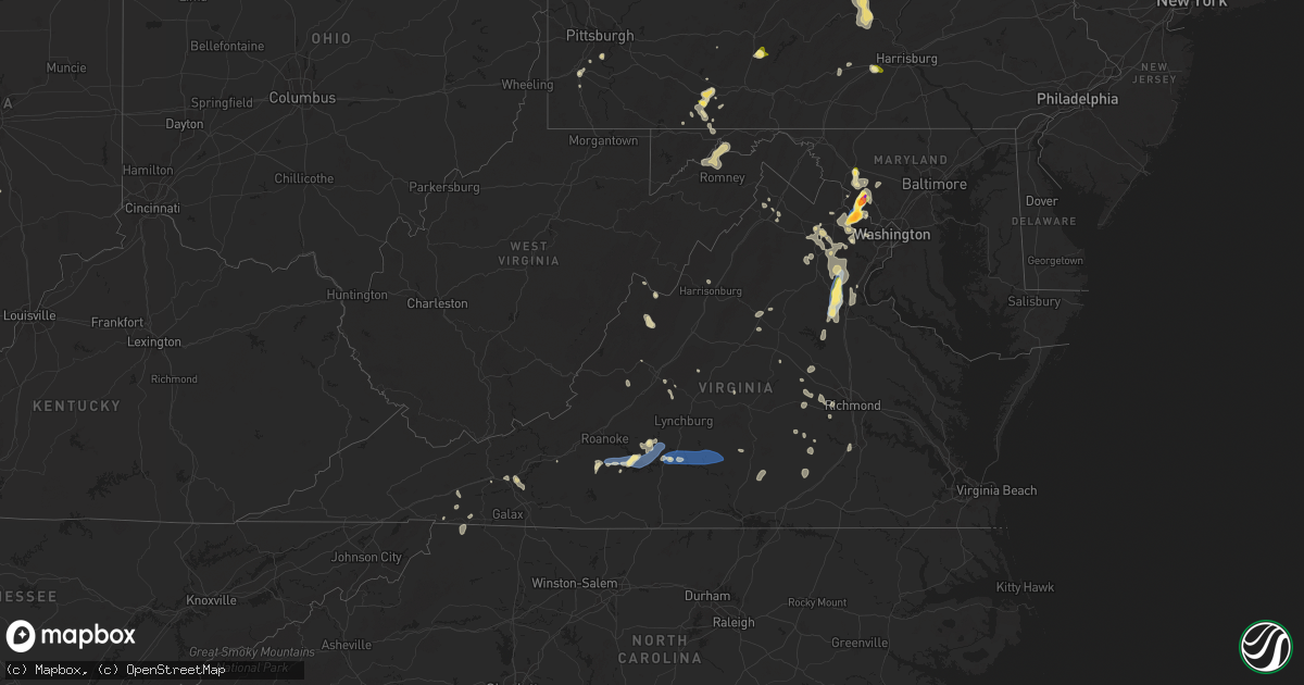 Hail map in Virginia on August 29, 2024
