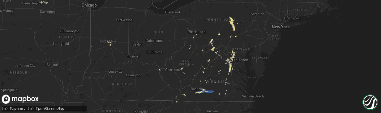 Hail map in West Virginia on August 29, 2024