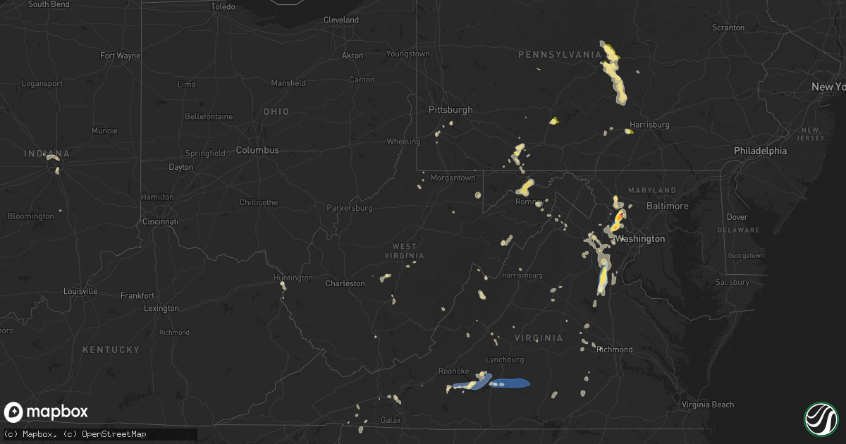 Hail map in West Virginia on August 29, 2024