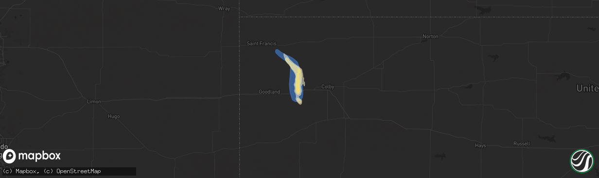 Hail map in Brewster, KS on August 29, 2025