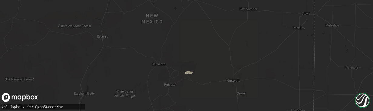 Hail map in Capitan, NM on August 29, 2025