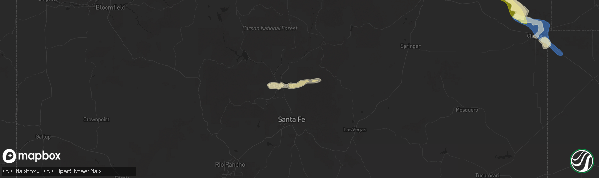 Hail map in Chimayo, NM on August 29, 2025