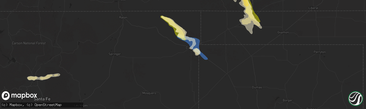 Hail map in Clayton, NM on August 29, 2025
