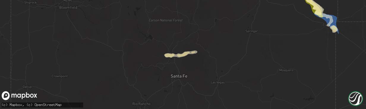 Hail map in Cordova, NM on August 29, 2025
