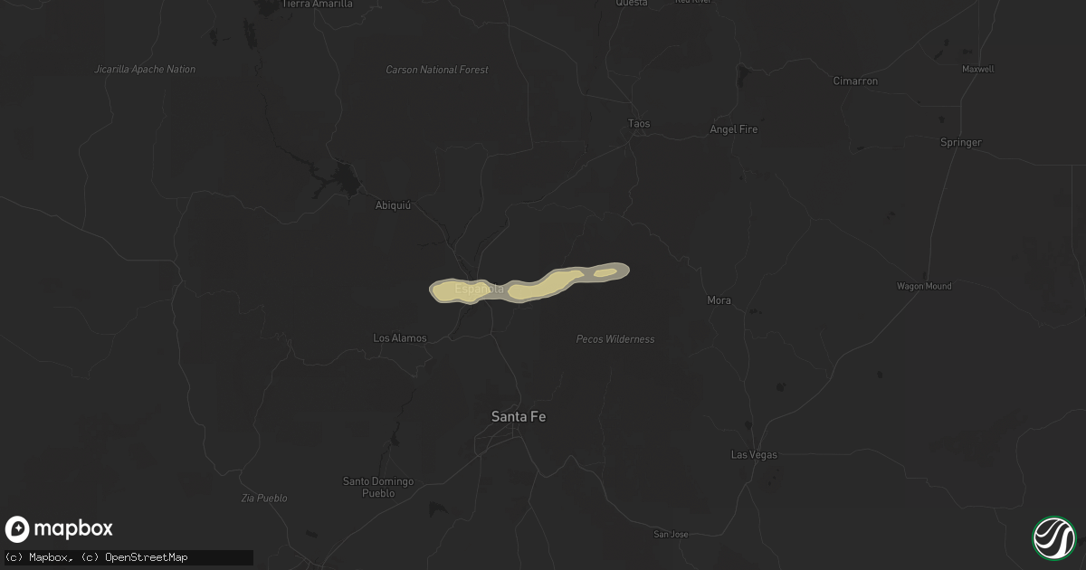 Hail map in Cordova, NM on August 29, 2025
