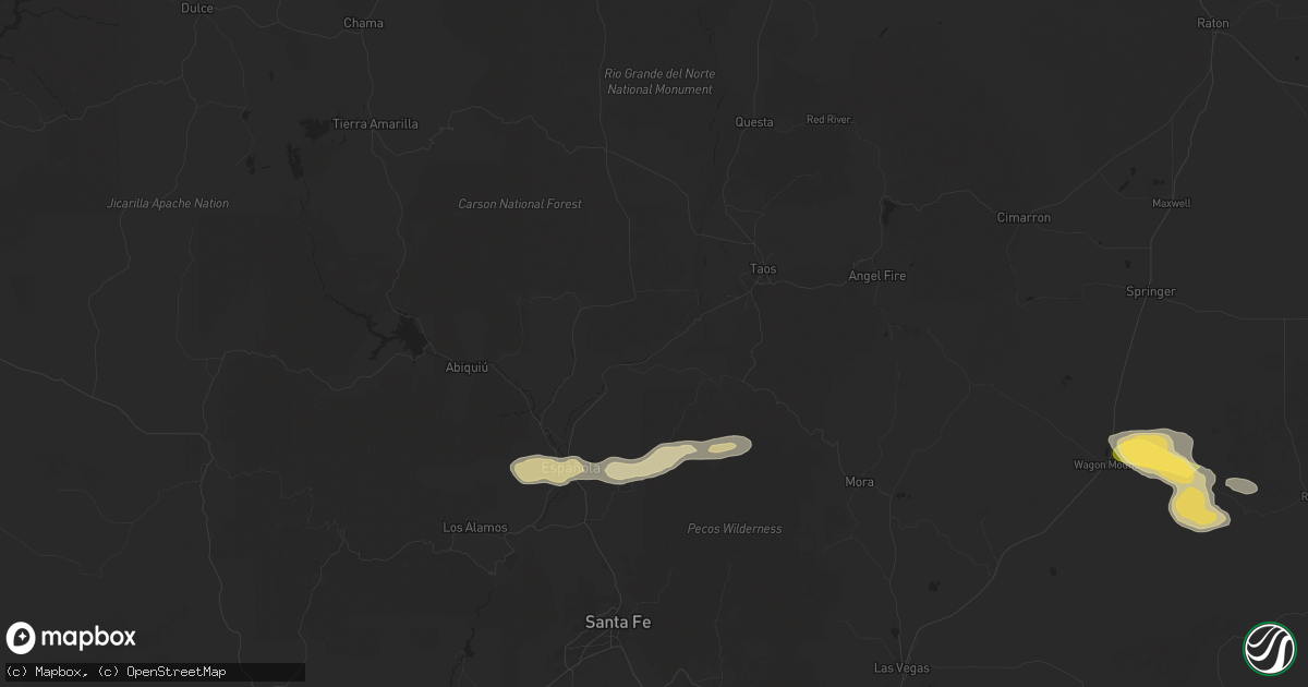 Hail map in Embudo, NM on August 29, 2025