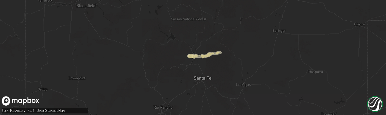 Hail map in Espanola, NM on August 29, 2025
