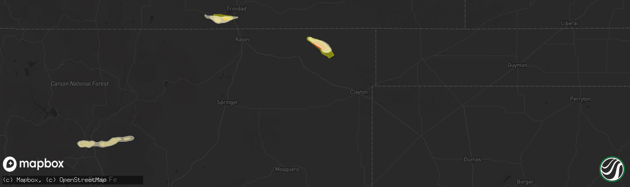 Hail map in Grenville, NM on August 29, 2025