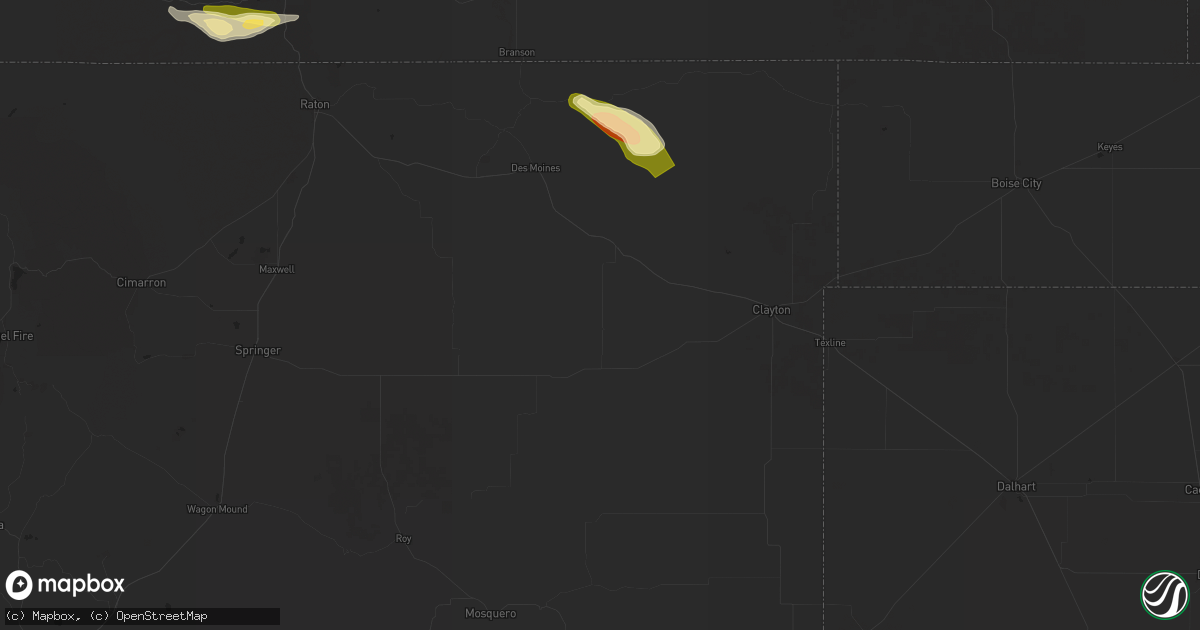 Hail map in Grenville, NM on August 29, 2025